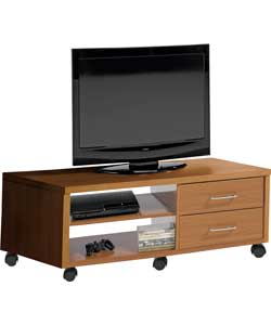 Drawer Wheeled TV Unit - Oak Effect