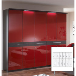 Wiemann - Dublin Red  6 Door  3 Drawer Wardrobe