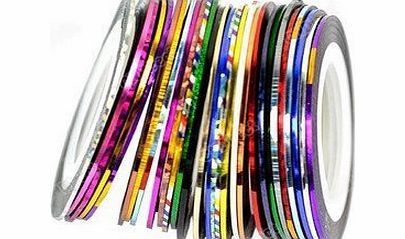 30Pcs Mixed Colors Rolls Striping Tape Line Nail Art Tips Decoration Sticker