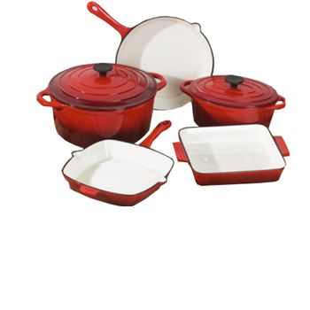 Piece Red Cast Iron Cookware 1 Damaged Pan