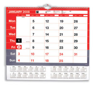 5 Star 2008 Wall Calendar Wirebound Write-on