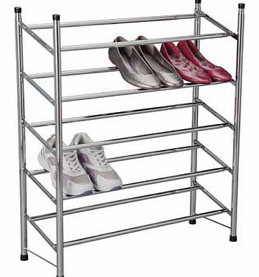 5 Tier Extendable Shoe Storage Rack - Chrome