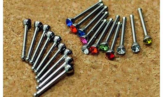 5starwarehouse 20 x Nose Stud Bar Steel Rhinestone Bone Bars Body Piercing Jewellery Makeup