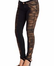 Olivya black and gold cotton blend jeans