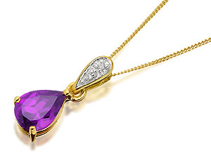 Amethyst And Diamond Peardrop Pendant