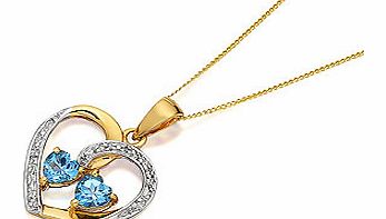 Blue Topaz And Diamond Heart Pendant