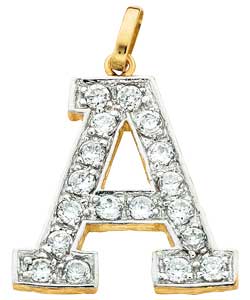 Cubic Zirconia Initial Pendant - Letter A