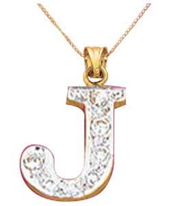 Cubic Zirconia Initial Pendant - Letter J