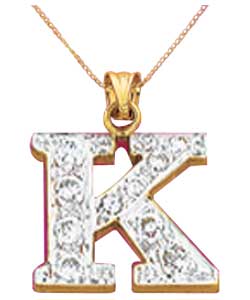 Cubic Zirconia Initial Pendant - Letter K