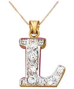 Cubic Zirconia Initial Pendant - Letter L