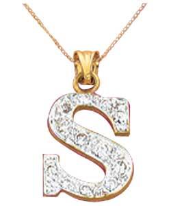 Cubic Zirconia Initial Pendant - Letter S