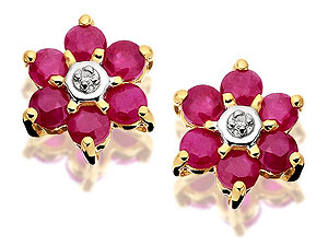 Diamond And Ruby Earrings 8mm - 070933