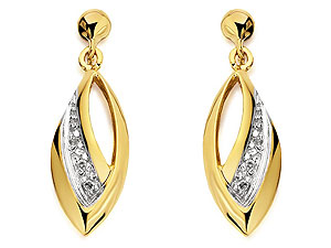 Diamond Leaf Earrings 20mm drop - 071901