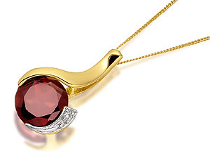 Garnet And Diamond Curl Pendant And