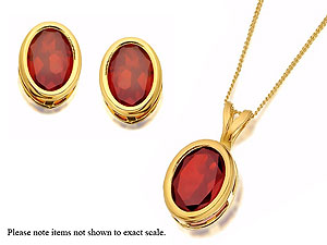 Garnet Pendant and Earring Set - 193383