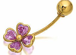 Pink Cubic Zirconia Four Leaf Clover