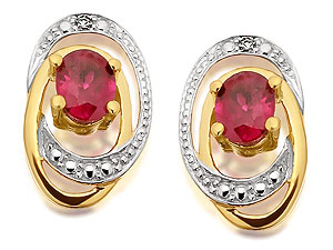 Ruby And Diamond Double Swirl Earrings