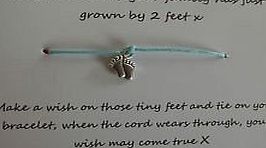 A Bit Krafty New Mum, Baby Shower Gift, Friendship Wish Bracelet, Tibetan Silver Baby Feet - Blue