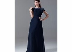 A-line Bateau Beaded Asymmetrical Pleat