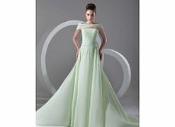 A-line Off-shoulder Bateau Draped Cathedral