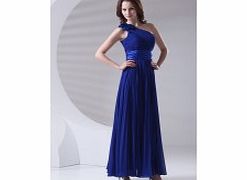 A-line One-shoulder 3D-flower Pleat Draped