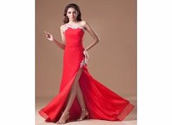 A-line One-shoulder Beading Side High-slit Sweep