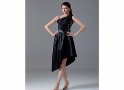 A-line Sloping-shoulder Asymmetrical Hem Beaded