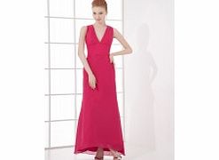 A-line V-neck Keyhole Floor-length Chiffon Dress