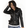 WOMEN` BLACK LEATHER JACKET `20`