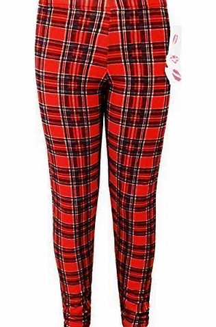 a2z4kids Girls Various Print Fashion Leggings - Tartan Red - 9-10 Years