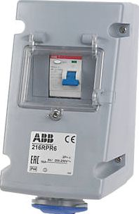 ABB, 1228[^]5348F Socket 16A 2P E 250V IP44 w/ 25A RCD 5348F