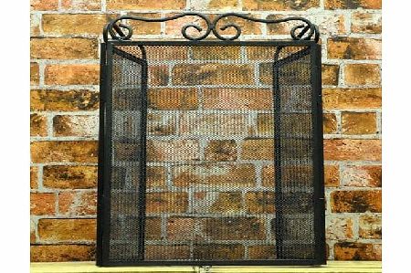 AcaciaHome 25x36`` Black Metal Fire Guard Screen Metal Panel Fireguard for Fireplace