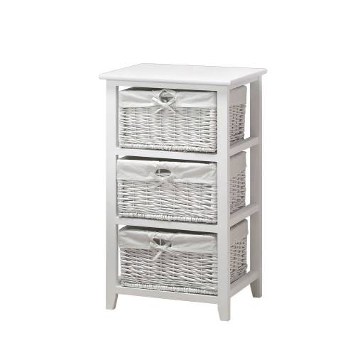 White Painted 3 Basket Storage Unit