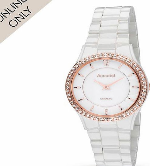 Accurist Ladies White Ceramic Crystal set Watch