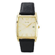 ACCURIST MENS BLACK LEATHER RECTANGULAR WATCH