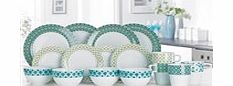 12-Piece Turquoise Pattern Dinner Set