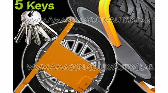 ACM Car Van Caravan Trailer Heavy Duty High Security 13`` 14`` 15`` inch Wheel Clamp With 5 Keys Set