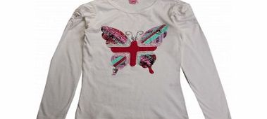 Adams Girls Cream Butterfly Print Top L9/F13