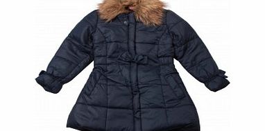 Adams Girls Navy Coat with Fur Collar DJ