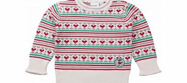 Adams Toddler Girls Cream Fairisle Knit Jumper B7