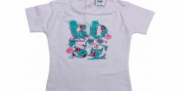 Adams Toddler Girls White T Shirt with Blue Rose