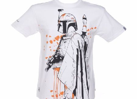 Mens White Boba Fett Graffiti T-Shirt from