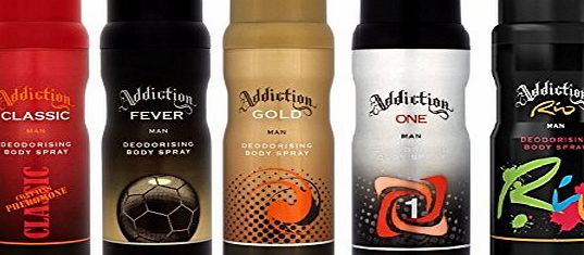 Addiction  BODY SPRAY ASSORTMENT SET 150ml FIVE PIECES - NO BOX