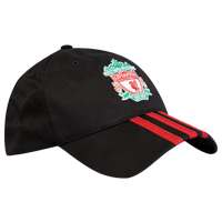 Adidas Liverpool 3 Stripe Cap - Black/Light Scarlet.