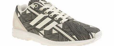 White  Black Zx Flux Farm Print Trainers