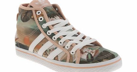 White  Pink Honey Mid Farm Print Trainers