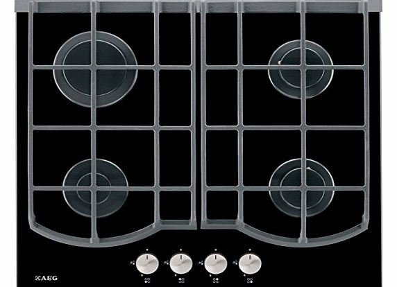 AEG HG694340NB Built In 60cm Gas on Glass Hob in Black 4 gas burners