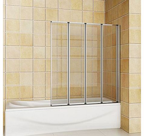 900x1400mm 4 Folding Chrome Shower Bath Screen glass (FF90)