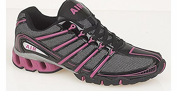 Air Womens Shock Absorbing Running Trainer Ladies Trainers (3 UK, Black/Fuschia)