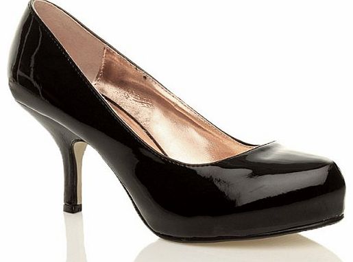 Ajvani WOMENS LADIES LOW MID HEEL PUMPS CONCEALED PLATFORM WORK COURT SHOES SIZE 5 38